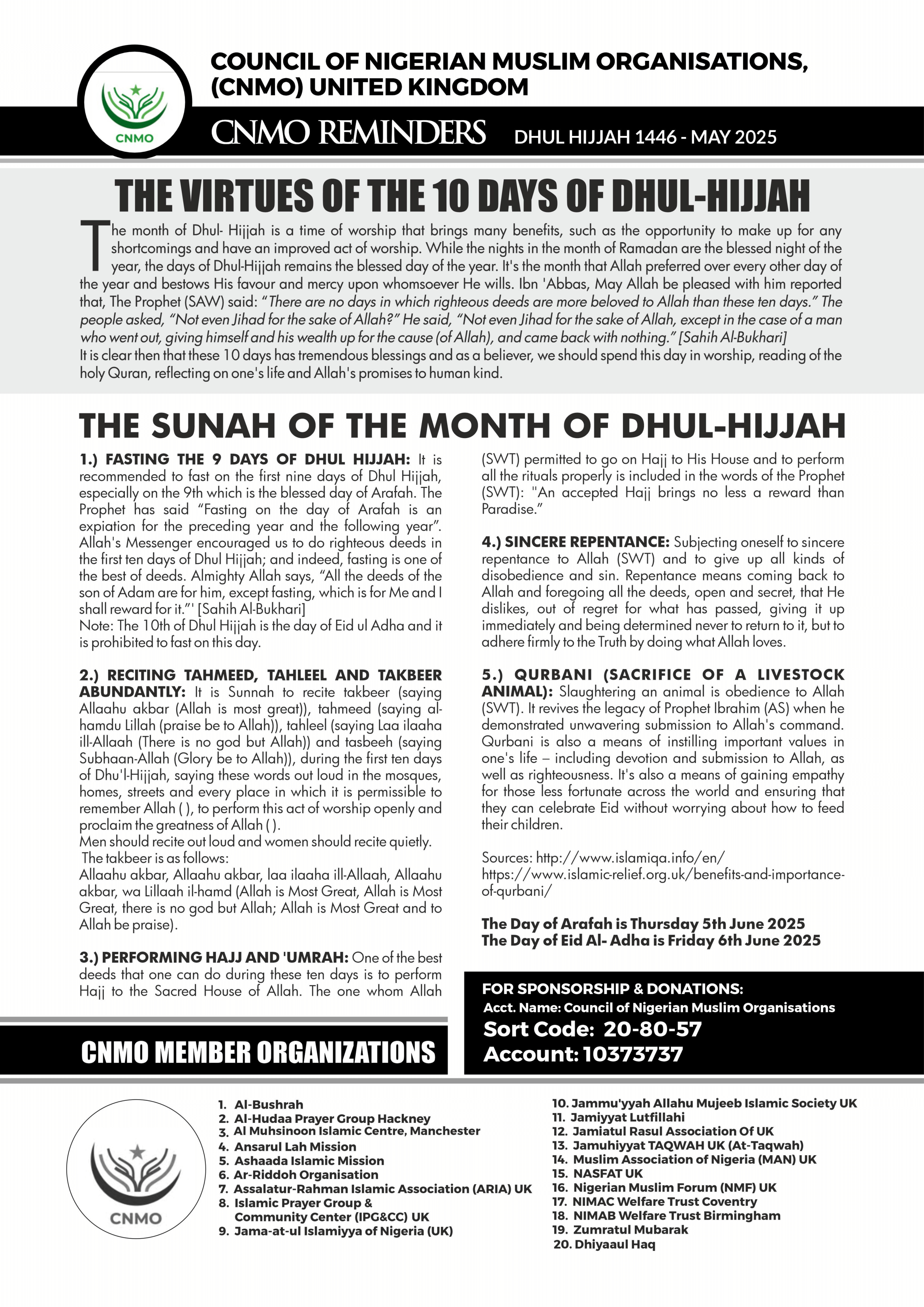 Dhul Hijjah Newsletter